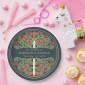 Gold Gray Royal Medieval Floral Sword Wedding  Pappteller (Party)