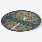 Gold Gray Royal Medieval Floral Sword Wedding  Pappteller (Schrägansicht)