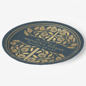 Gold Gray Royal Medieval Sword Wedding  Pappteller (Schrägansicht)