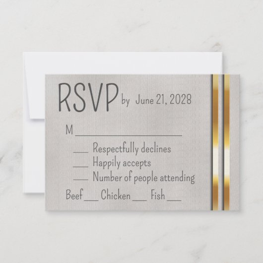 Gold & Gray Wedding RSVP Karte (Vorderseite)