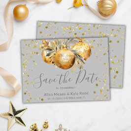 Gold Gray WeihnachtsWedding Save the Date Einladung