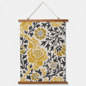 Gold Gray William Morris Floral Wandteppich Mit Holzrahmen (Vorderseite)