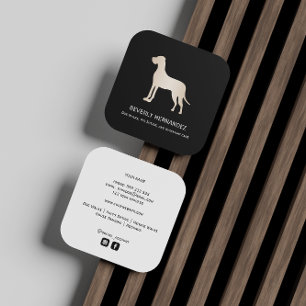 Gold Great Dane Dog Walker Trainer Welpe sitzen Quadratische Visitenkarte