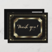 Gold Great Gatsby Art Deco 20s Hochzeit Vielen Dan Postkarte (Vorne/Hinten)