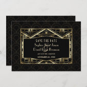 Gold Great Gatsby Art Deco Stil Save the Date (Vorne/Hinten)