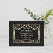 Gold Great Gatsby Art Deco Stil Save the Date (Stehend Vorderseite)