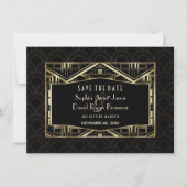 Gold Great Gatsby Art Deco Stil Save the Date (Vorderseite)