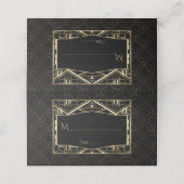 Gold Great Gatsby Art Deco Style Wedding Platzkarte (Außenseite Aufgefaltet)