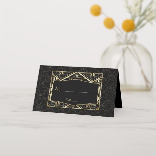 Gold Great Gatsby Art Deco Style Wedding Platzkarte (Rückseite)