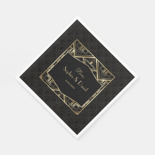 Gold Great Gatsby Art Deco Style Wedding Serviette (Ecke)
