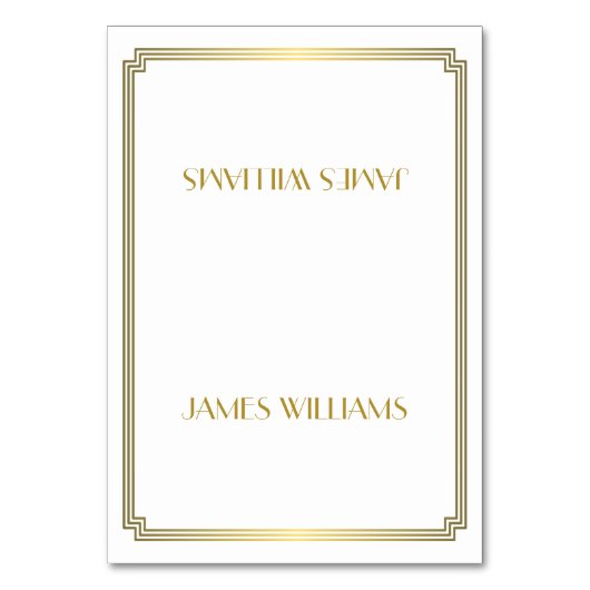 Gold Great Gatsby Art Deco Weiße Platzkarten Tischnummer (Vorderseite)