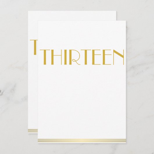 Gold Great Gatsby Wedding Table Cards Dreizehn Einladung (Vorne/Hinten)