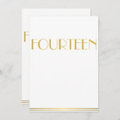 Gold Great Gatsby Wedding Table Cards Vierzehn Einladung (Vorne/Hinten)