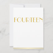 Gold Great Gatsby Wedding Table Cards Vierzehn Einladung (Vorderseite)
