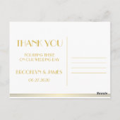 Gold Great Gatsby Wedding Vielen Dank Postkarten (Rückseite)