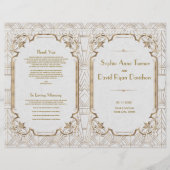 Gold Great Gatsby White Art Deco Hochzeitsprogramm (Vorderseite)