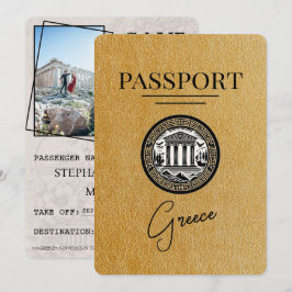 Gold Greece Passport Save the Date Card