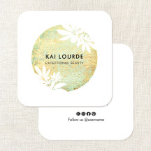 Gold Green Abstrakt Circle Square Business Card