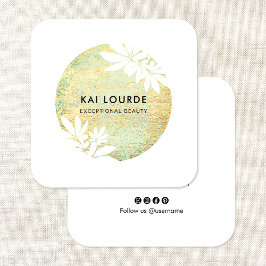 Gold Green Abstrakt Circle Square Business Card Quadratische Visitenkarte