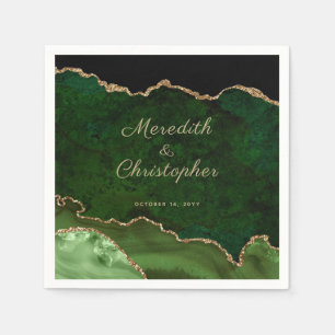 Gold Green Agate Wedding Napkins Serviette