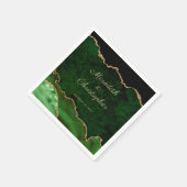 Gold Green Agate Wedding Napkins Serviette (Ecke)