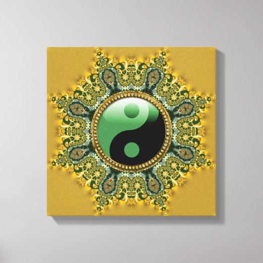 Gold Green Balance Medical Mandala Leinwanddruck (Vorderseite)