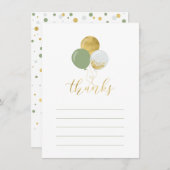 Gold & Green Balloons | Party Dankeschön Karte (Vorne/Hinten)