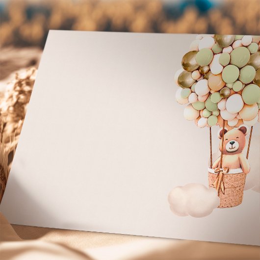 Gold Green Bear Balloons Blankenkarte Begleitkarte