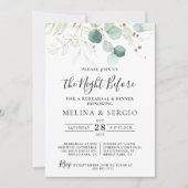 Gold Green Blätter Calligraphy Probe Dinner Einladung (Vorderseite)