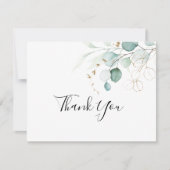 Gold Green Blätter Calligraphy Wedding Dankeskarte (Vorderseite)