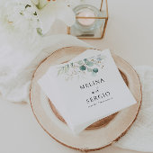 Gold Green Blätter Calligraphy Wedding Napkins Serviette