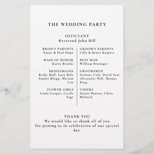 Gold Green Blätter Calligraphy Wedding Program (Rückseite)