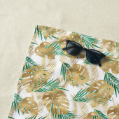 Gold & Green Blätter, Fett Name oder Initials Beac Strandtuch (Beispiel)