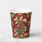 Gold Green Blätter Red Christmas Holiday Paper Cup Pappbecher (Links)