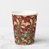 Gold Green Blätter Red Christmas Holiday Paper Cup Pappbecher (Rechts)