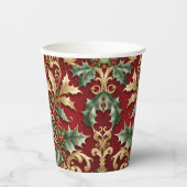 Gold Green Blätter Red Christmas Holiday Paper Cup Pappbecher (Vorderseite)
