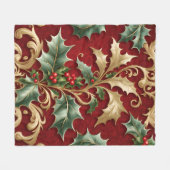Gold Green Blätter Red Holiday Fleece Blanket (Vorderseite (Horizontal))