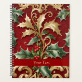 Gold Green Blätter Roter Weihnachtsfeiertag Planer (Vorderseite)