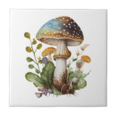 Gold Green Blue Woodland Pilz-Kernstück Fliese (Vorderseite)