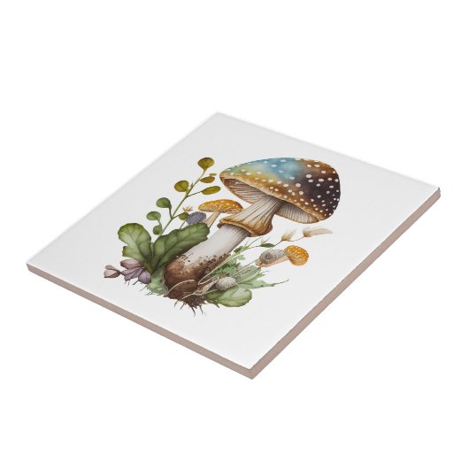 Gold Green Blue Woodland Pilz-Kernstück Fliese (Seite)