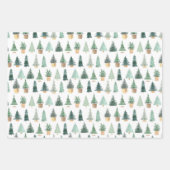 Gold Green Boho Weihnachtsbaumen Trendy Geschenkpapier Set (Vorderseite 2)