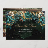 Gold Green Celestial Quinceañera Save the Date Einladung (Vorne/Hinten)