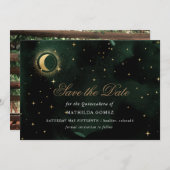 Gold Green Celestial Quinceañera Save the Date Einladung (Vorne/Hinten)