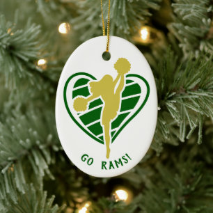 Gold Green Cheerleader Team Name Keramik Ornament