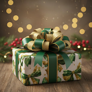 Gold Green Christmas Boys Vintag Geschenkpapier