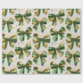 Gold Green Christmas Boys Vintag Geschenkpapier (Flach)