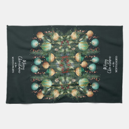 Gold Green Christmas Ornaments Geschirrtuch
