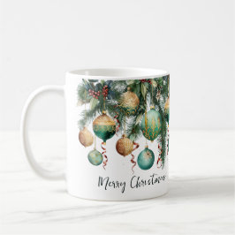 Gold Green Christmas Ornaments Kaffeetasse