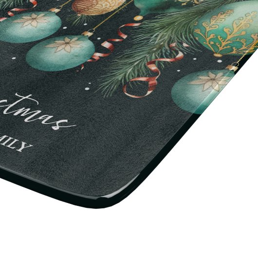 Gold Green Christmas Ornaments Schneidebrett (Ecke)