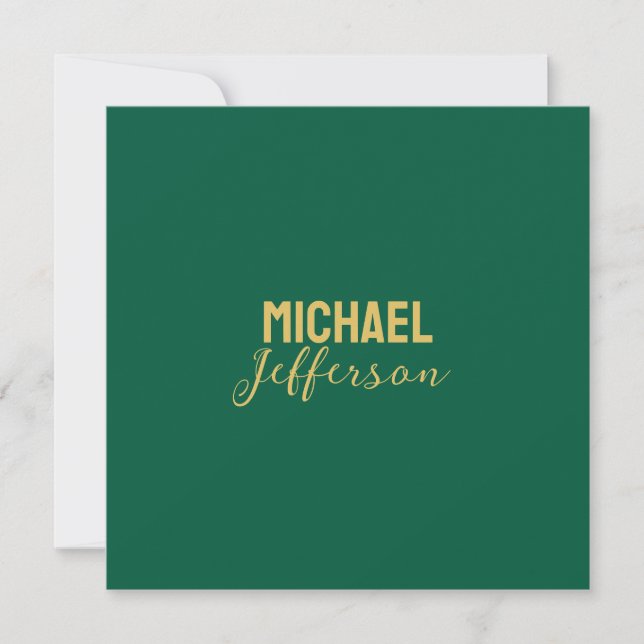 Gold green color elegant modern minimalist name (Vorderseite)